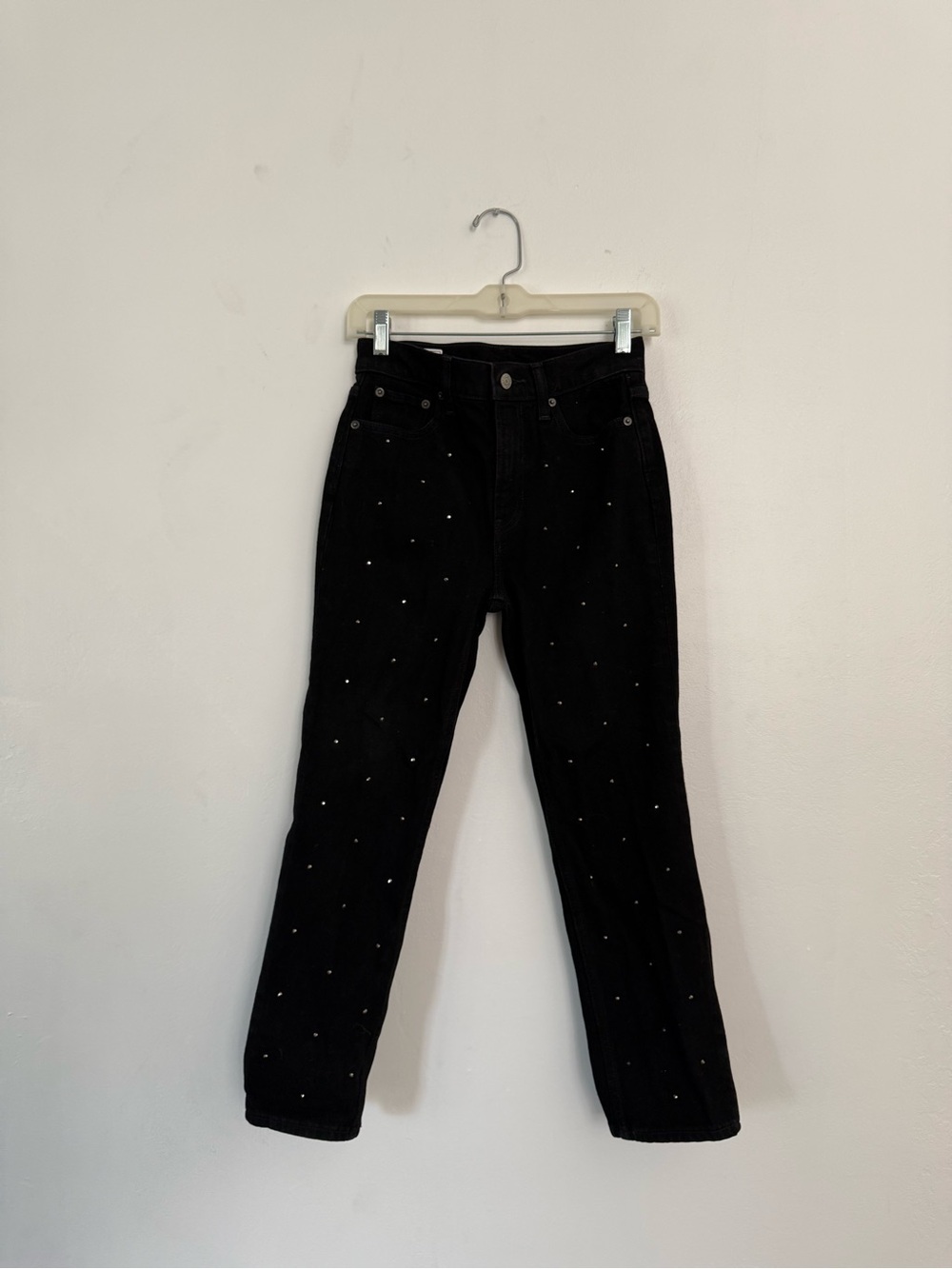 GAP Black Straight-Leg Jeans with Crystal Studs